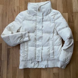 Juicy Couture Ivory "Dial" Down Peplum Puffy Jacket